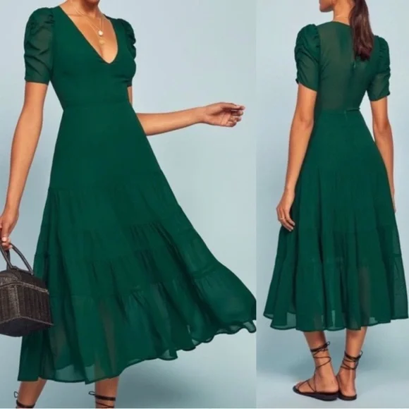 Reformation Cosa Tiered Crepe de Chine
Midi Dress - Picture 2 of 8